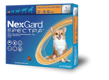 Nexgard Spectra® Masticable XSmall – Desparasitante interno y externo de 2.8 a 7.7 lbs.